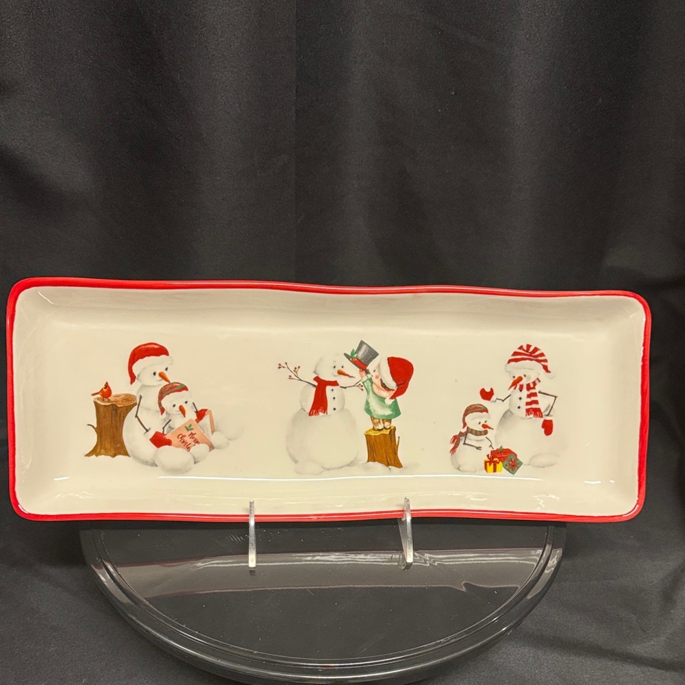 Festive Snowman Rectangular Serving Platter